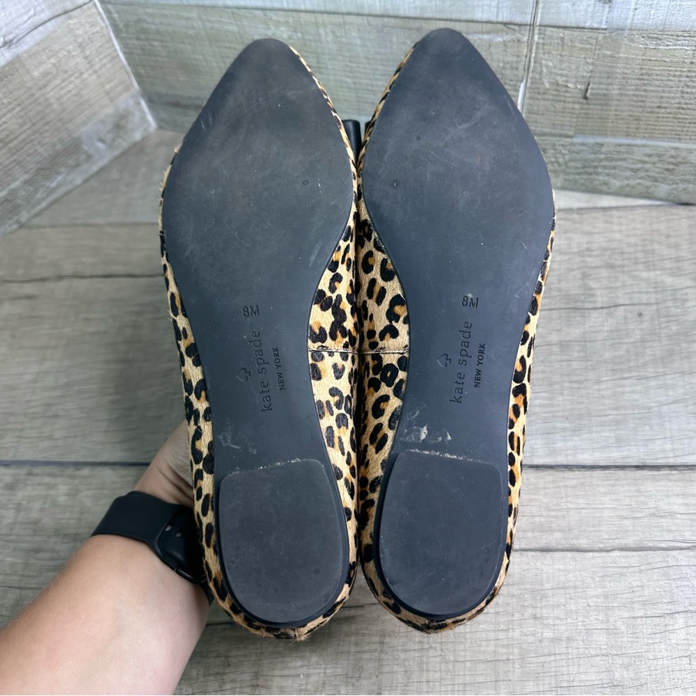 Kate S Leopard Print Norah Flats Bow Detail Calf Hair flats size 8 - Picture 7 of 7